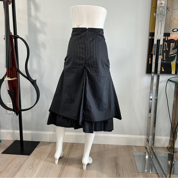 Dark Fairy Princess Pinstriped Steampunk Layered Midi Skirt - Picture 9 of 16